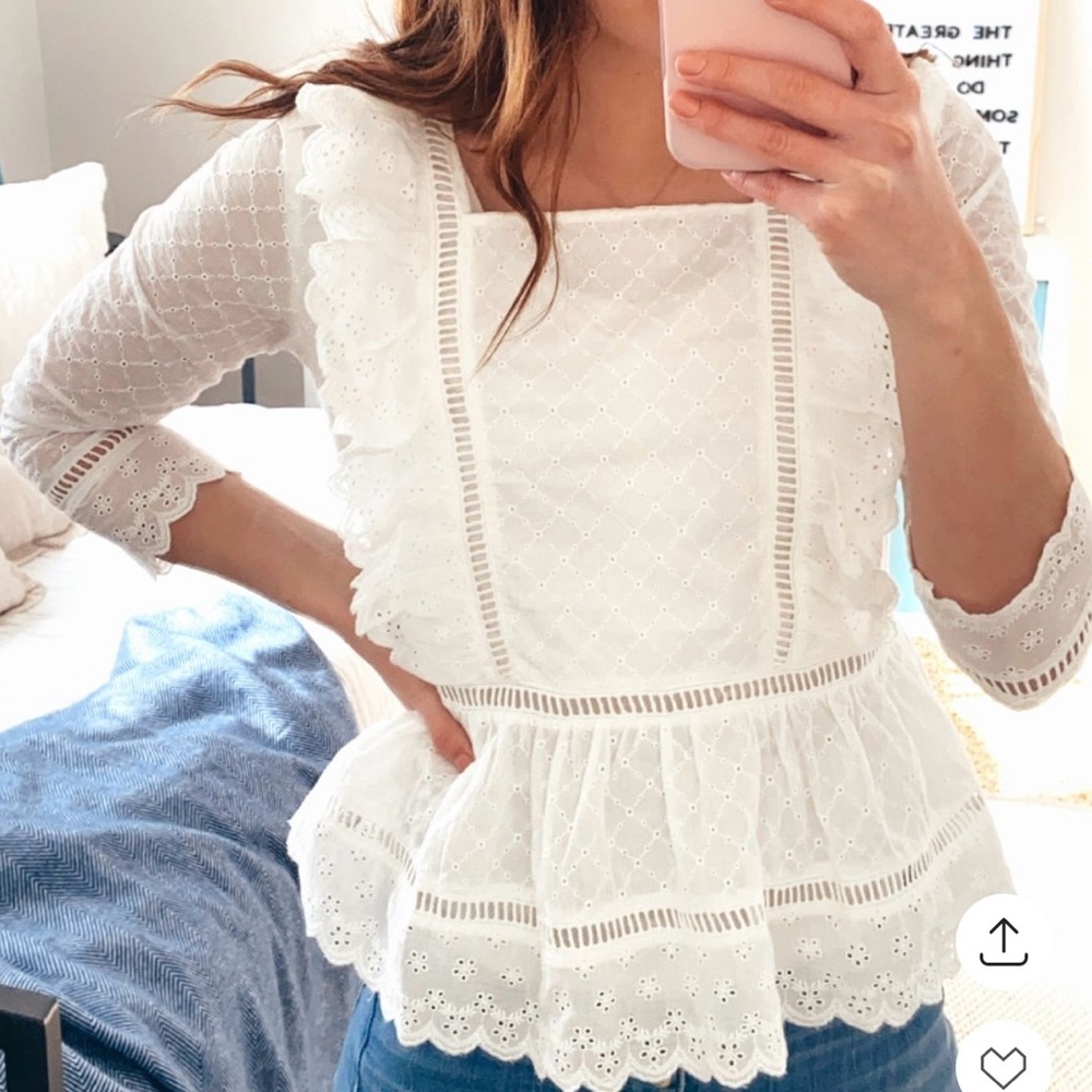White Eyelet Lace Blouse